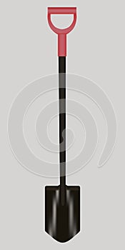 Vector illustration of Shovel with red Handle