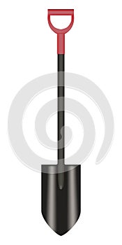 Shovel with red Handle on white Vector illustration