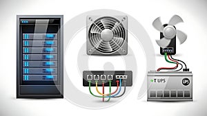 IT Infrastructure and Network Hardware Components Set