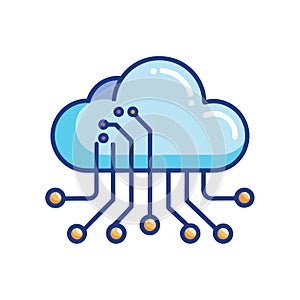 Cloud Computing Technology: Digital Data Network, Server, and Connection Illustration