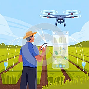 Smart Farming with Drones and Data Analytics â Agricultural Technology Concept