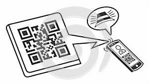 QR code scanning illustration, mobile technology and information access vector design Generative AI