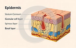 Illustration of human skin layers including epidermis and dermis