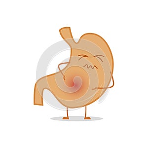 Vector illustration of a sick and sad stomach.