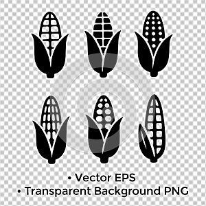Vector illustration, silhouette of 6 Corn