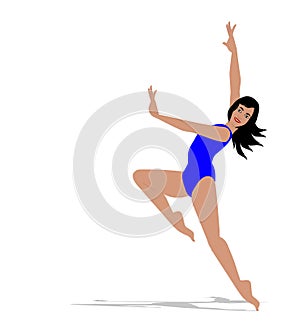 Vector illustration of silhouette of dancer on white background