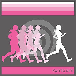 Vector illustration of Silhouette of a running girl