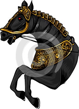 Vector illustration of Silhouette of the running horse in white background