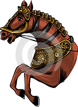 Vector illustration of Silhouette of the running horse in white background