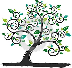 Vector Illustration silhouette Tree with Roots in white background