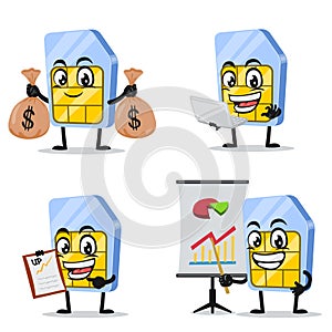 vector illustration of sim card mascot or character