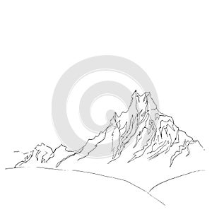 Vector illustration of simple sketch mountain landskape