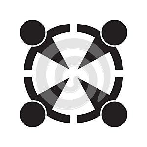 Simple teamwork logo with four people