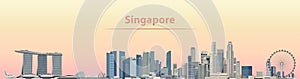 Vector illustration of Singapore city skyline at sunrise