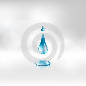 Vector illustration of a single blue shiny water drop