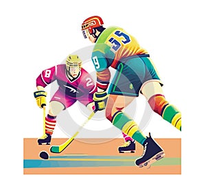 Vector Illustration of a Single Hockey Player