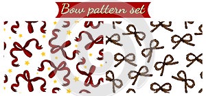 Vector illustration of sketch hand drawn set of bow pattern. Christmas, present wallpaper.