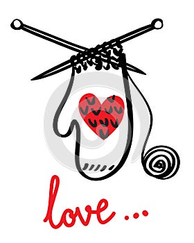 Vector illustration of a sketch mitten