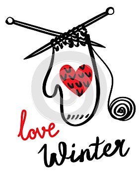 Vector illustration of a sketch mitten
