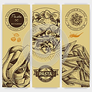 Vector illustration sketch - pasta. Card menu italian restaurant. Banner italan food.