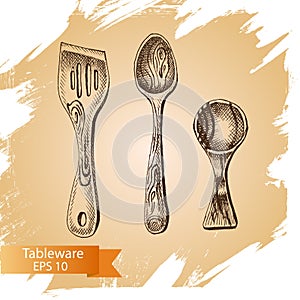 Vector illustration sketch - tableware. dinnerware