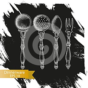 Vector illustration sketch - tableware. dinnerware