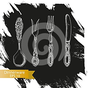 Vector illustration sketch - tableware. dinnerware