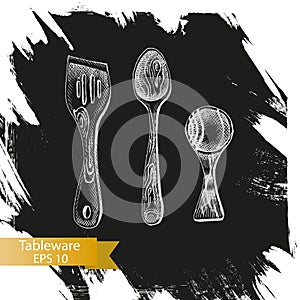 Vector illustration sketch - tableware. dinnerware