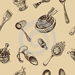 Vector illustration sketch - tableware. dinnerware