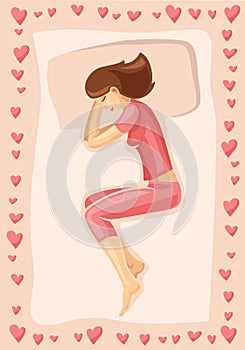 Vector illustration of sleeping girl