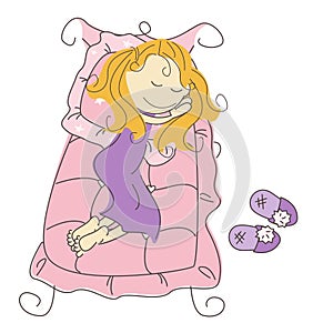 Vector illustration of sleeping princess
