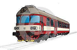 Vector illustration of small train in perspective