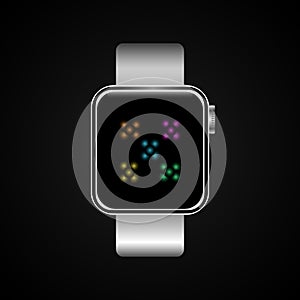 Vector illustration of the smart watch on black background