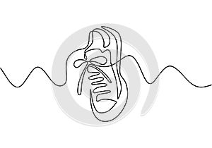 Vector illustration of sneakers. Sports shoes in a line style. Continuous one line drawing minimalism design photo