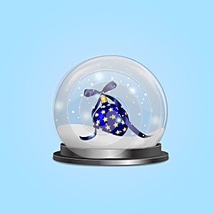 Vector illustration of a snow globe with a Christmas toy
