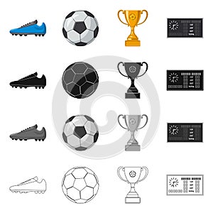 Vector illustration of soccer and gear icon. Collection of soccer and tournament stock vector illustration.