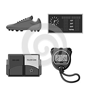 Vector design of soccer and gear sign. Collection of soccer and tournament stock symbol for web.