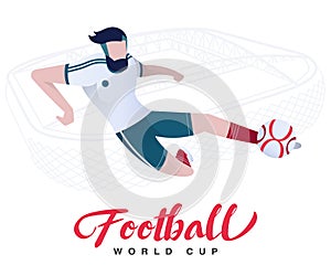 Soccer player on the stadium background Football world cup. Football player in Russia 2018.