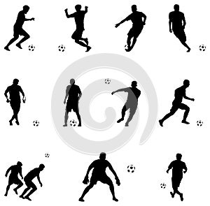 Vector illustration of soccer players silhouettes