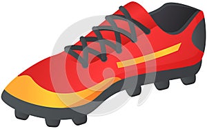 Vector illustration of soccer shoes, football boots icon on white background flat style with spikes