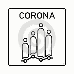 Vector illustration of social distancing. Simple design of covid-19 warning icon