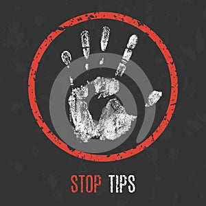Vector illustration. Social problems of humanity. Stop tips