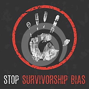 Vector illustration. Social problems. Stop survivorship bias.