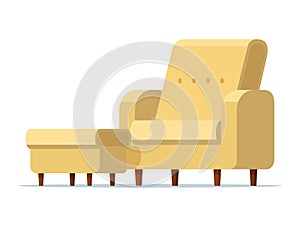 Vector illustration sofa chair with footstool