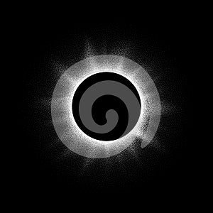 Vector illustration of solar eclipse. Made by dots