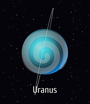 Vector illustration Solar System object. Uranus on space background