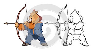 Vector Illustration of a Soldier Mongol. Coloring Book Cartoon