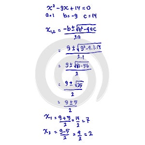 Vector illustration. solve quadratic equations with the abc formula