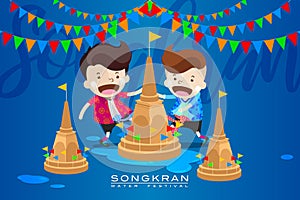 Vector Illustration for â€œSongkranâ€ or â€œWater Festivalâ€ in Thailand and many other countries in Southeast Asia