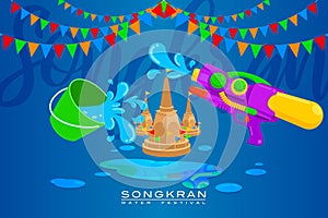 Vector Illustration for â€œSongkranâ€ or â€œWater Festivalâ€ in Thailand and many other countries in Southeast Asia
